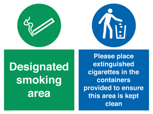 Designated smoking area
Please place extinguished cigarettes in the containers provided to ensure this area is kept clean